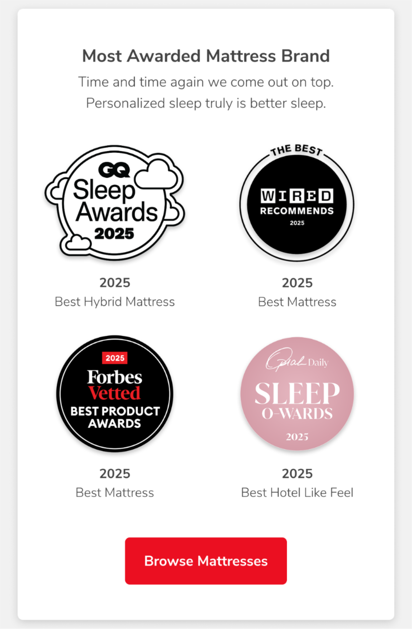 Most Awarded Mattress Brand